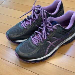 ASICS Gel Kayano 22 Gray and Purple Women's Running Shoes